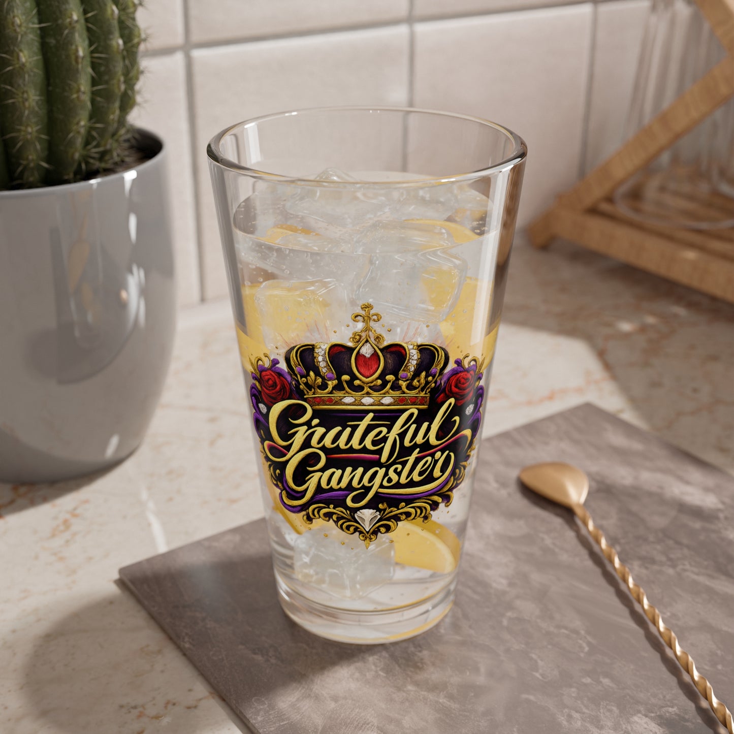 Mixing Glass — 'Grateful Gangster' 16oz Decorative Pint Glass