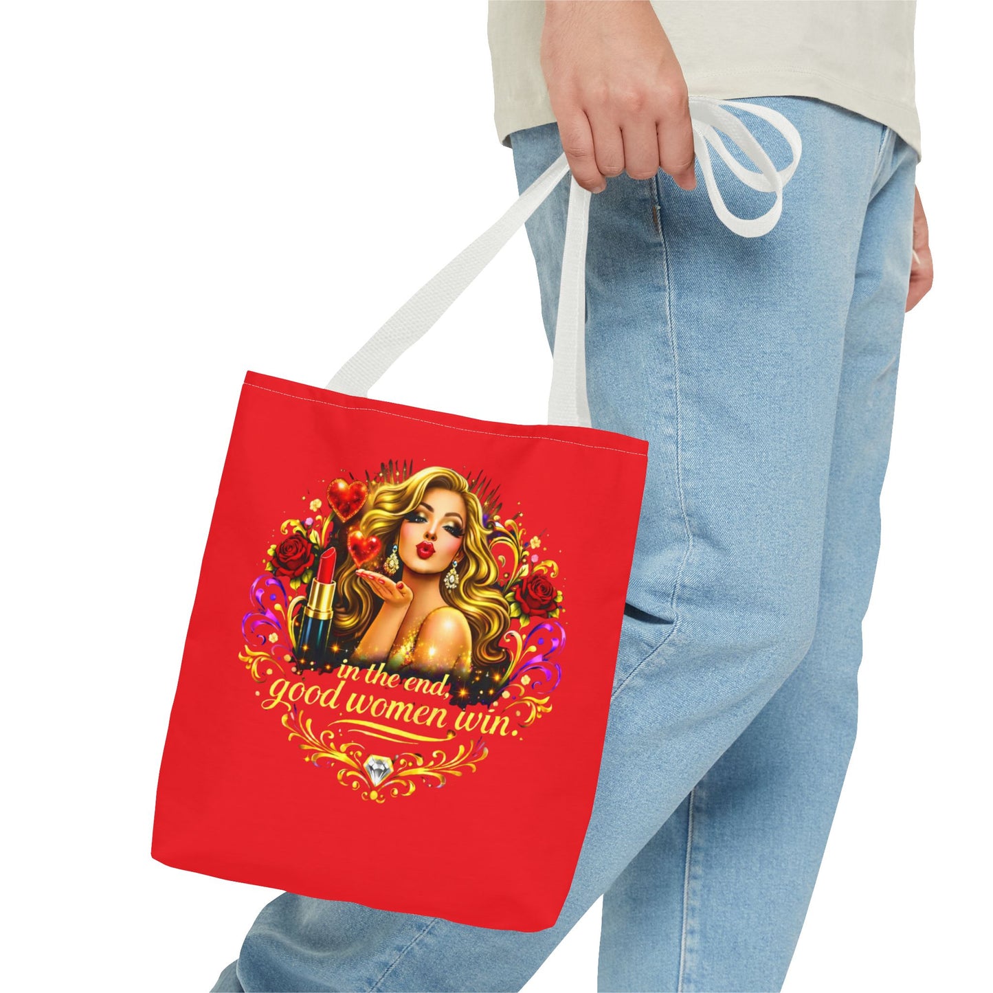 Tote Bag — "In the End, Good Women Win" Glamour Graphic Tote Blonde