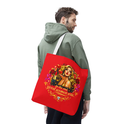 Tote Bag — "In the End, Good Women Win" Glamour Graphic Tote Blonde