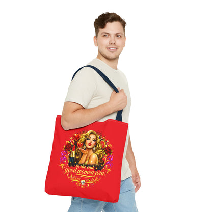 Tote Bag — "In the End, Good Women Win" Glamour Graphic Tote Blonde