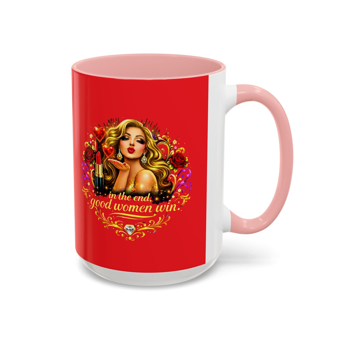 Coffee Mug — “In the End, Good Women Win” BLONDE Retro Glam Accent Mug (11/15 oz)