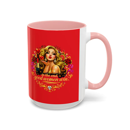 Coffee Mug — “In the End, Good Women Win” BLONDE Retro Glam Accent Mug (11/15 oz)