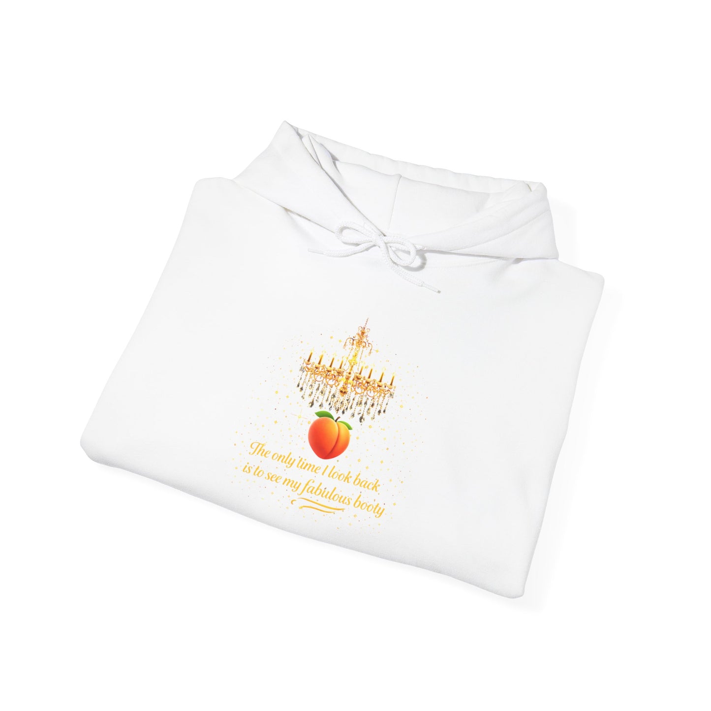 Peach Aesthetic Hoodie — Golden Script Heart Design