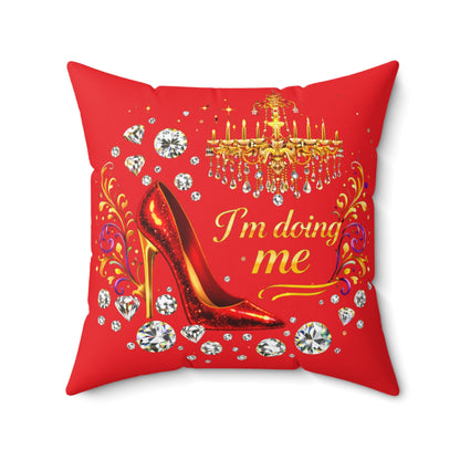 Glam Red Pillow – "I'm Doing Me" High Heel Decorative Throw Pillow