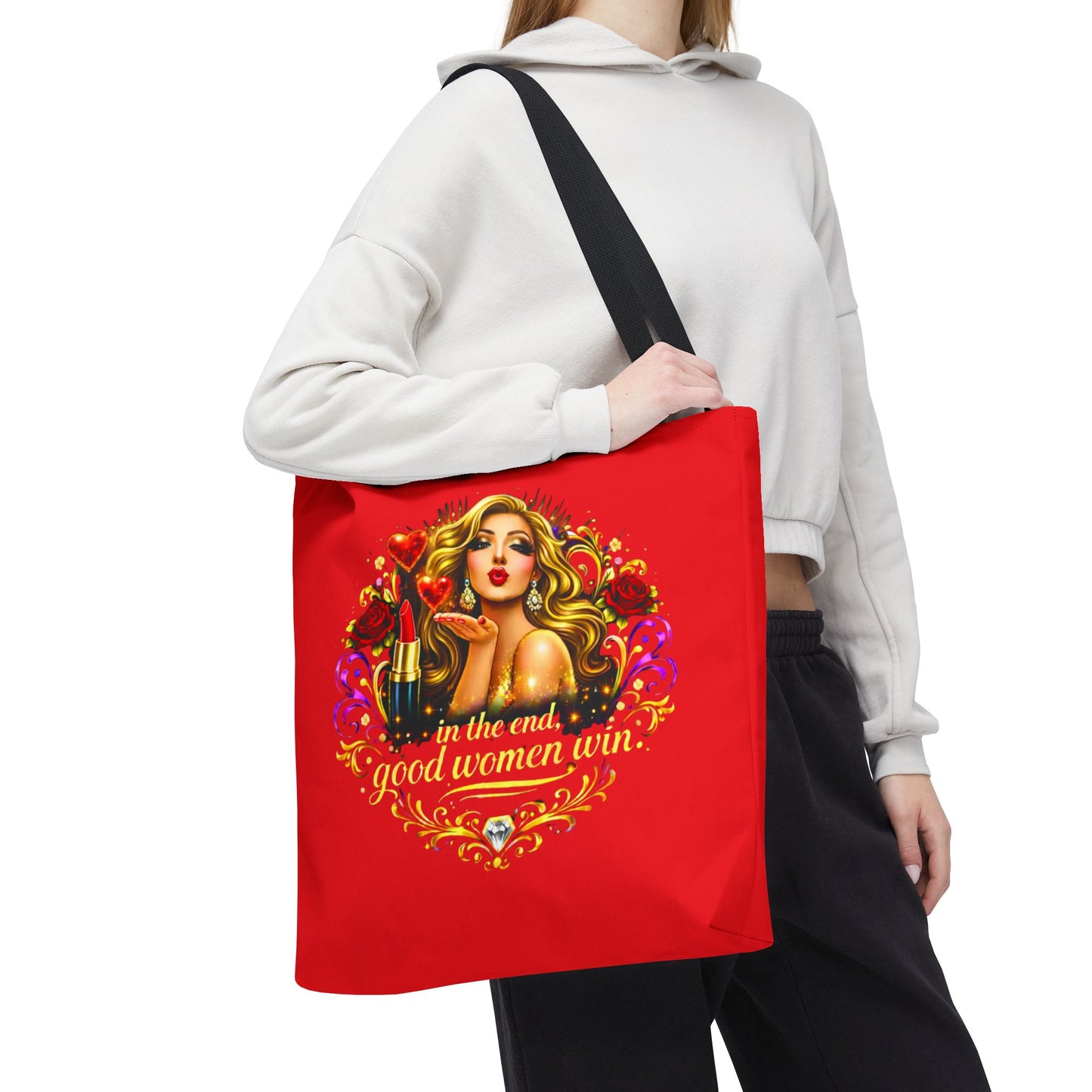 Tote Bag — "In the End, Good Women Win" Glamour Graphic Tote Blonde