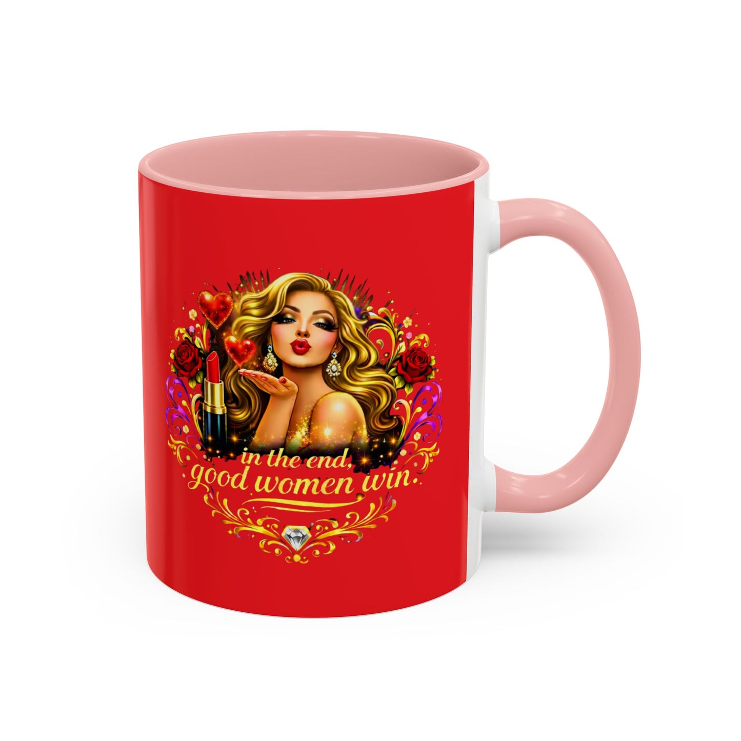 Coffee Mug — “In the End, Good Women Win” BLONDE Retro Glam Accent Mug (11/15 oz)