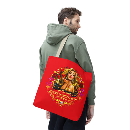 Tote Bag — "In the End, Good Women Win" Glamour Graphic Tote Blonde