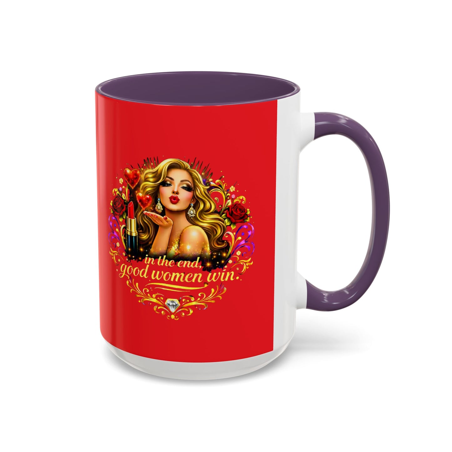 Coffee Mug — “In the End, Good Women Win” BLONDE Retro Glam Accent Mug (11/15 oz)