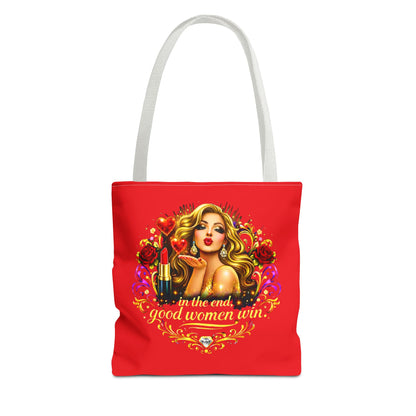 Tote Bag — "In the End, Good Women Win" Glamour Graphic Tote Blonde