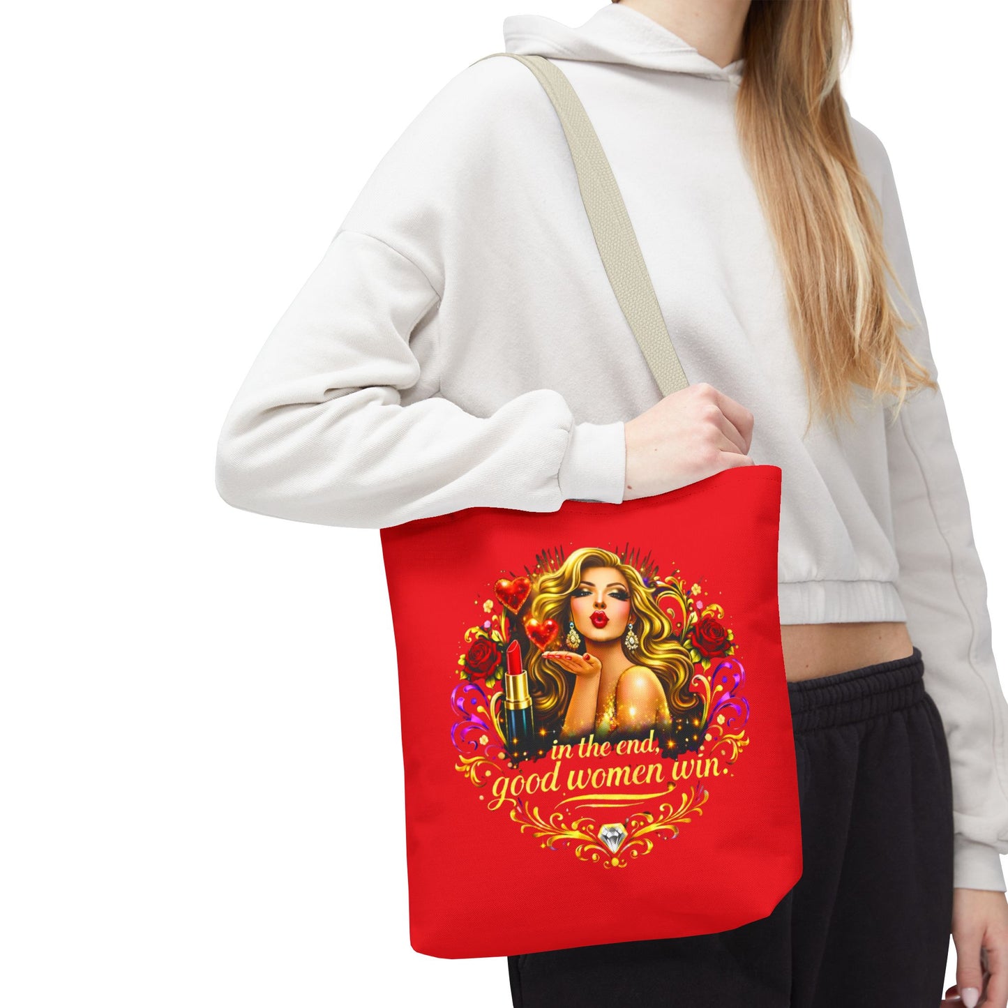 Tote Bag — "In the End, Good Women Win" Glamour Graphic Tote Blonde
