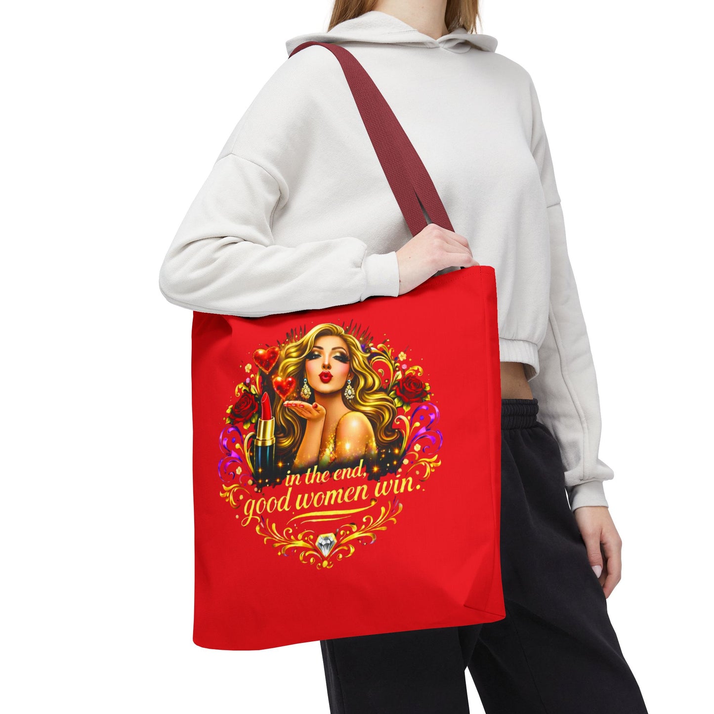 Tote Bag — "In the End, Good Women Win" Glamour Graphic Tote Blonde