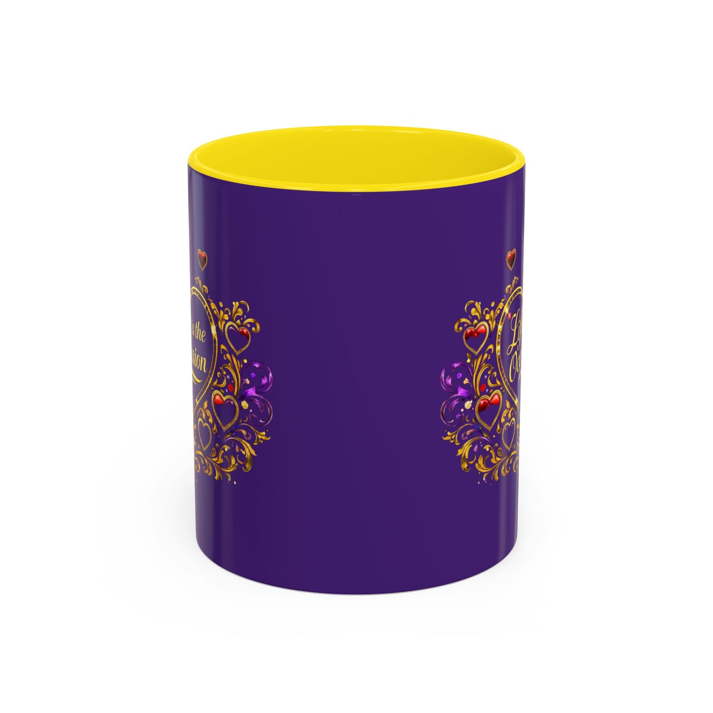 Life Is the Occasion Gold Heart Accent Coffee Mug — Inspirational Purple 11/15oz