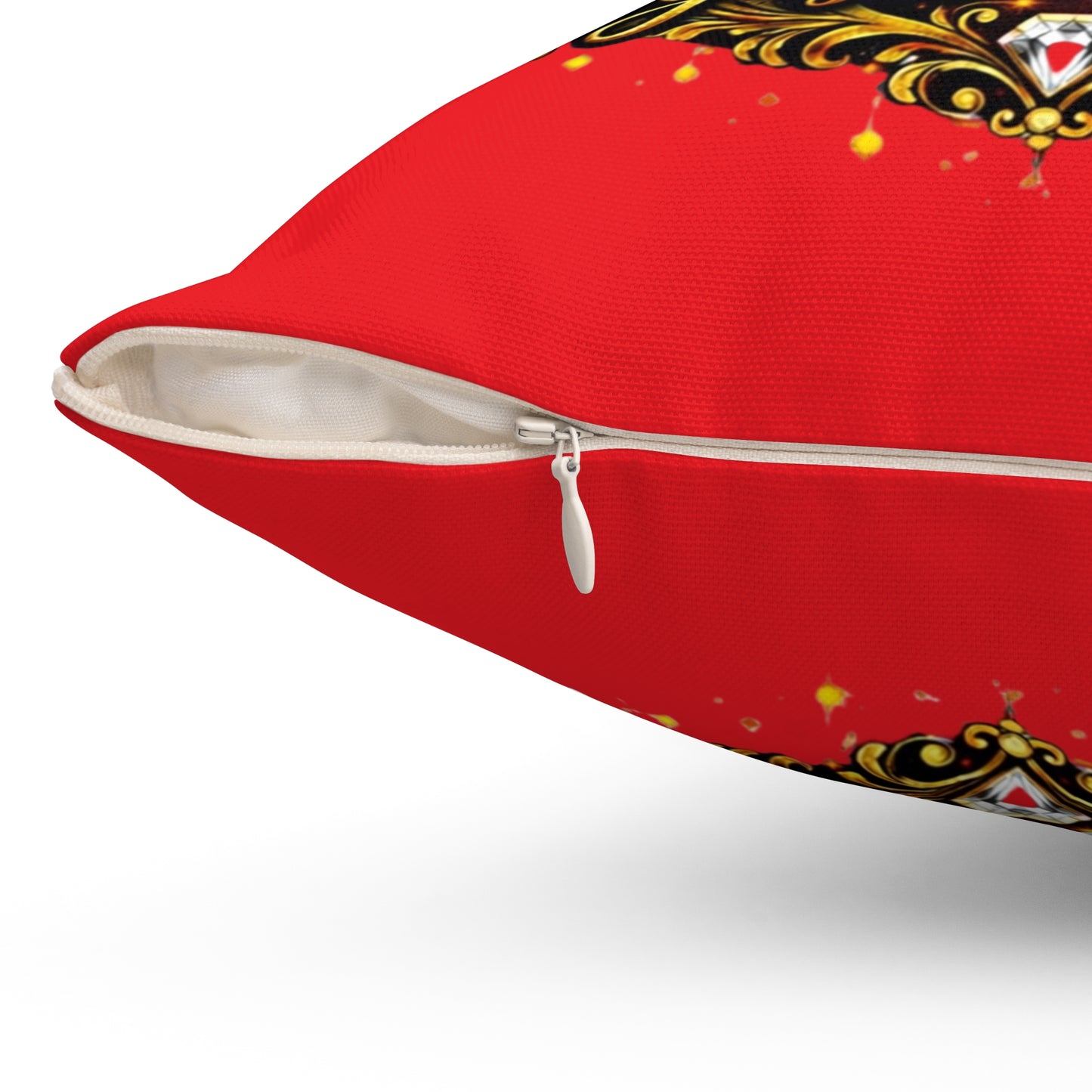 Square Pillow — 'If I'm Too Much, Go Find Less' Regal Red Decorative Pillow Blonde