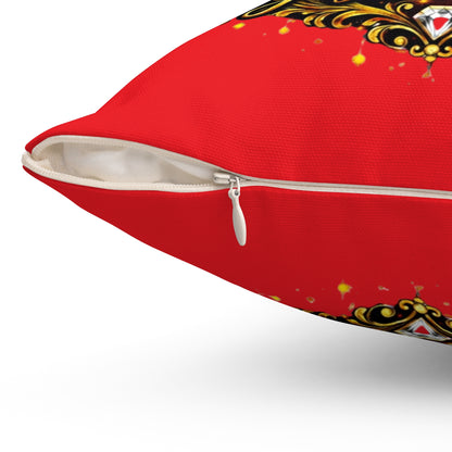 Square Pillow — 'If I'm Too Much, Go Find Less' Regal Red Decorative Pillow Blonde