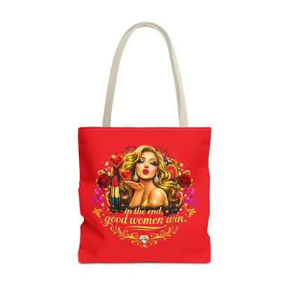 Tote Bag — "In the End, Good Women Win" Glamour Graphic Tote Blonde
