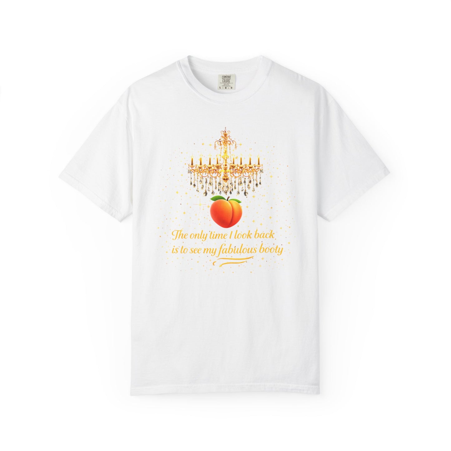 T-Shirt — 'The only home I ever knew was on my husband's family' Peach & Chandelier Graphic