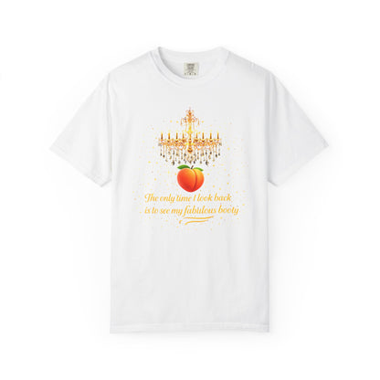 T-Shirt — 'The only home I ever knew was on my husband's family' Peach & Chandelier Graphic