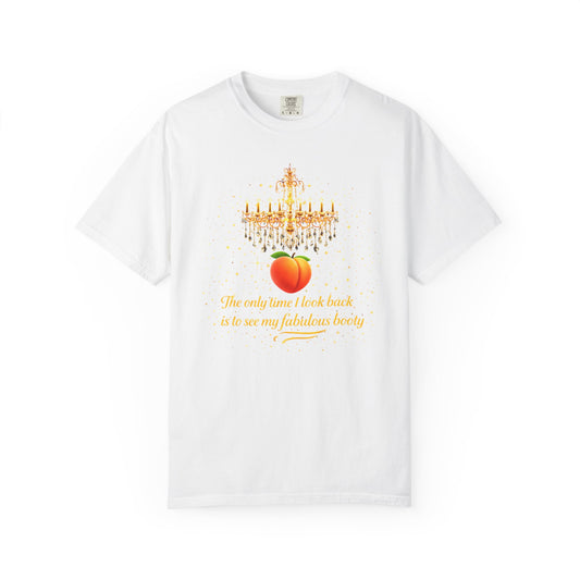 T-Shirt — 'The only home I ever knew was on my husband's family' Peach & Chandelier Graphic