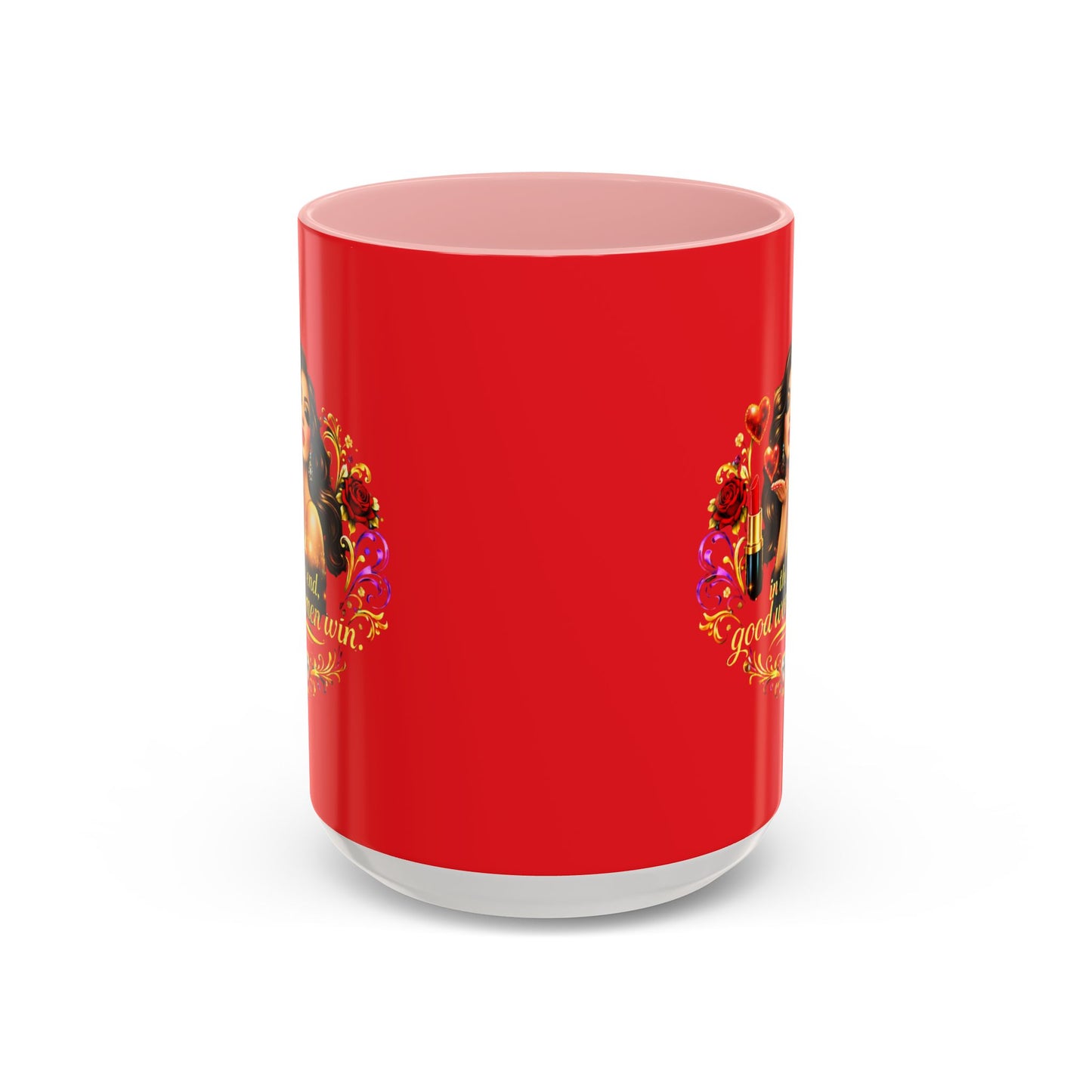 Coffee Mug — "In the End, Good Women Win" BRUNETTE Retro Pin-Up Design