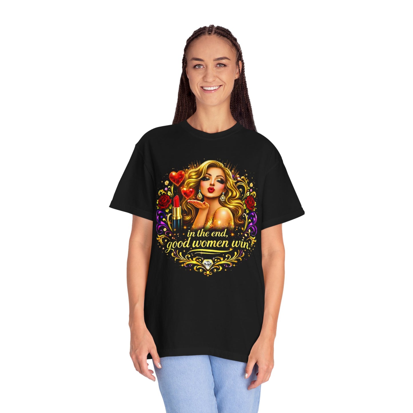 Glam Girl Graphic T‑Shirt — Vintage Pinup Lipstick Design (Good in Makeup)