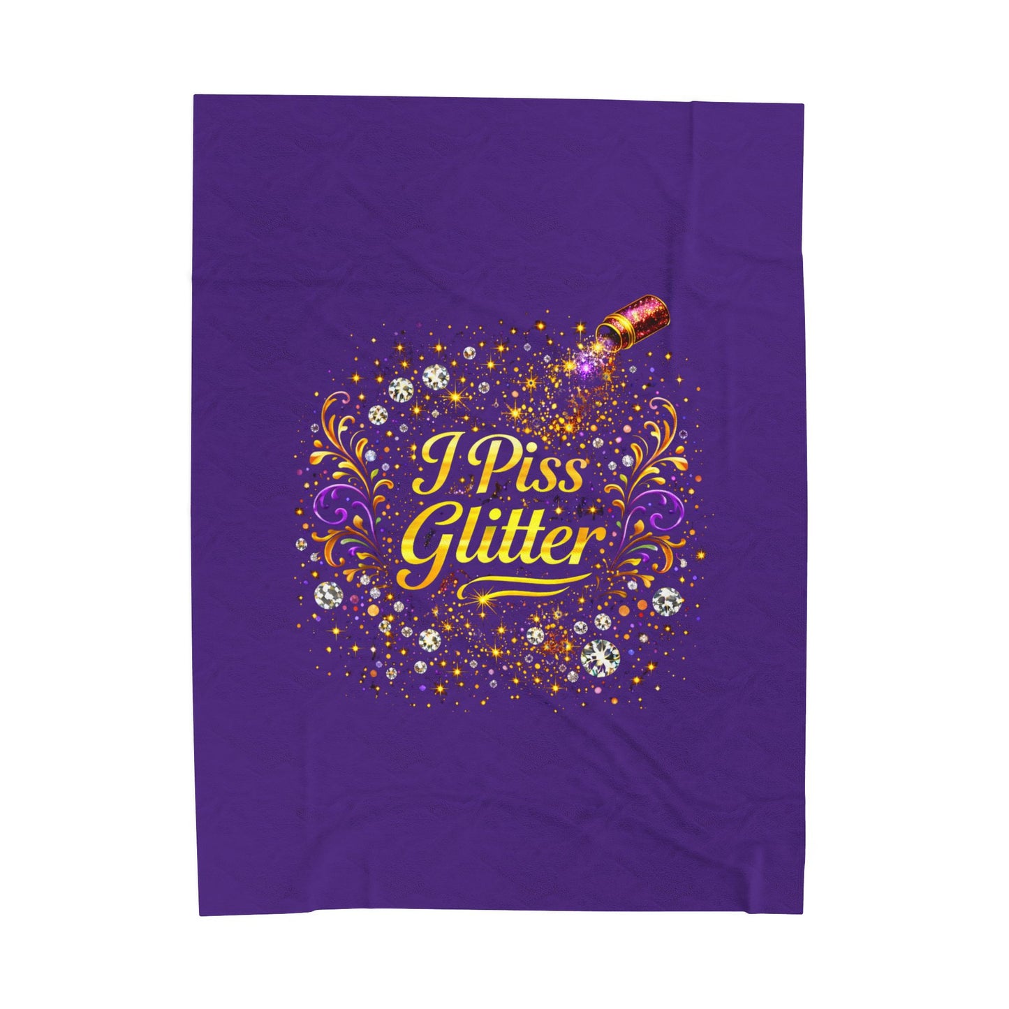 Velveteen Plush Blanket — "I Piss Glitter" Sparkle Throw for Fun, Sassy Gift