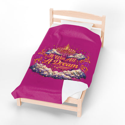 Dreamy Velveteen Plush Blanket - "It Was All A Dream" Cloud & Chandelier Design