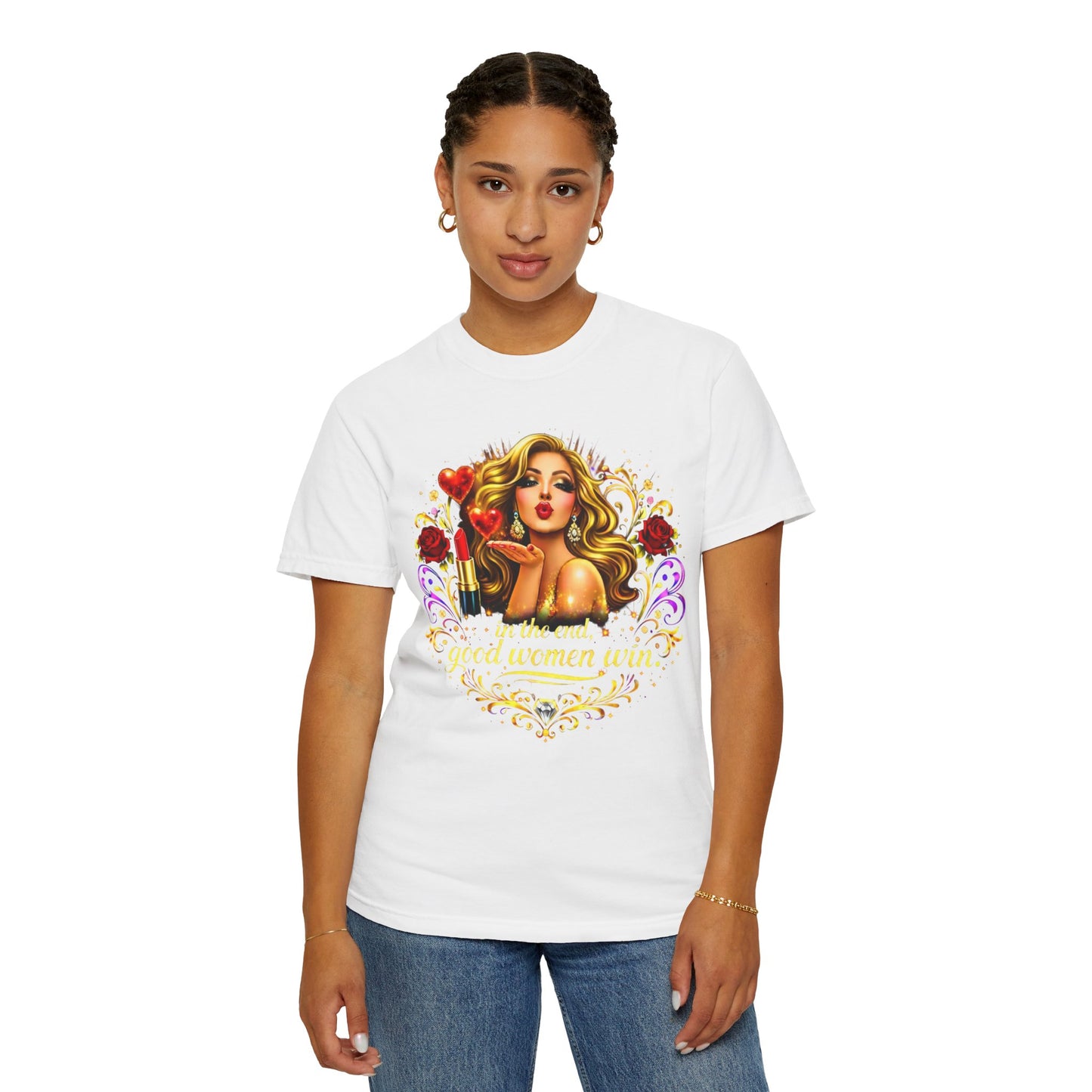 Glam Girl Graphic T‑Shirt — Vintage Pinup Lipstick Design (Good in Makeup)