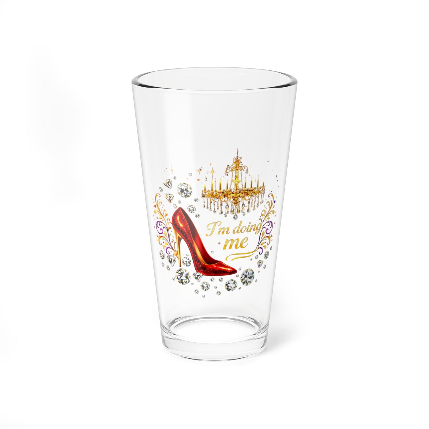 Mixing Glass - Glam Red Stiletto "I'm Doing Me" 16oz Cocktail Glass