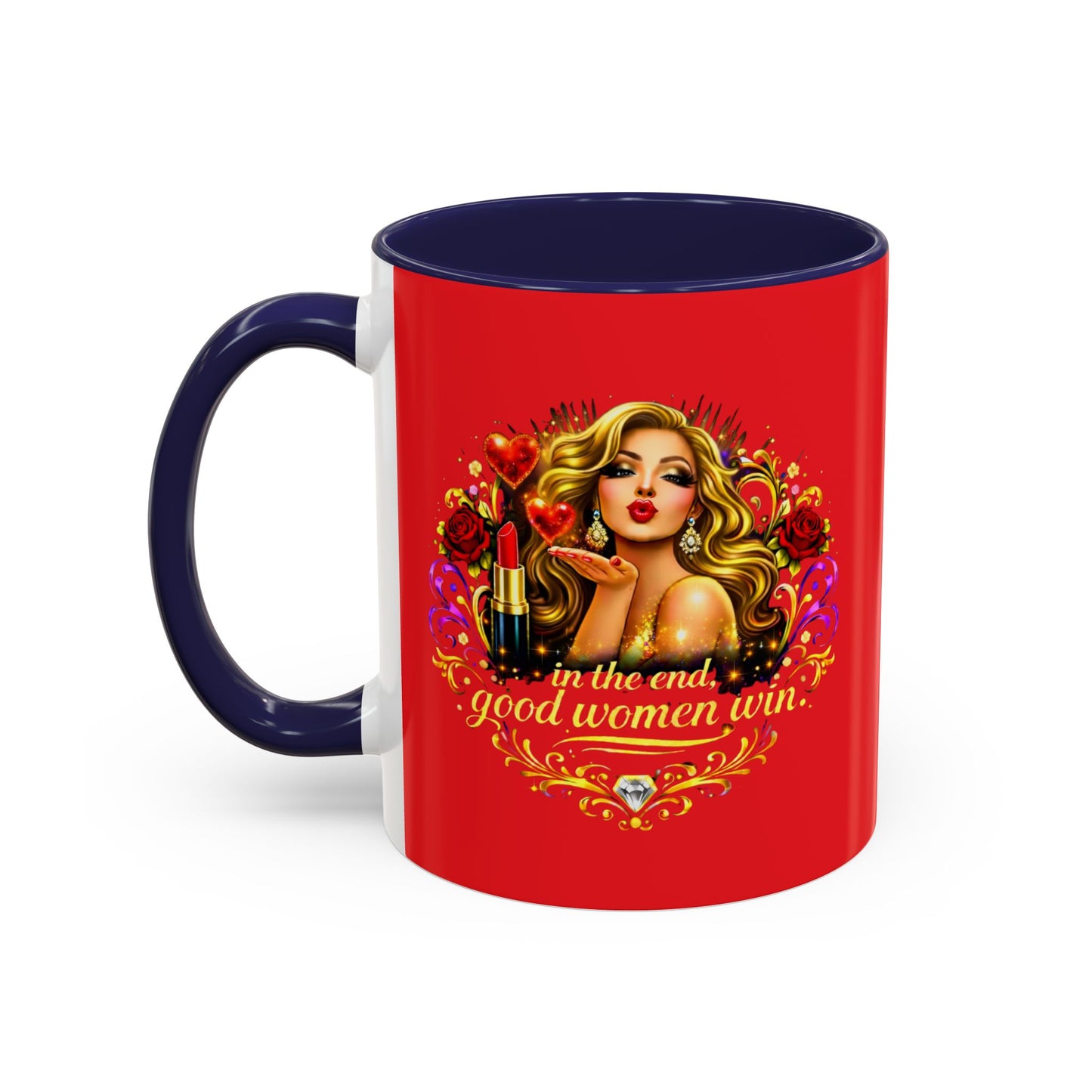 Coffee Mug — “In the End, Good Women Win” BLONDE Retro Glam Accent Mug (11/15 oz)