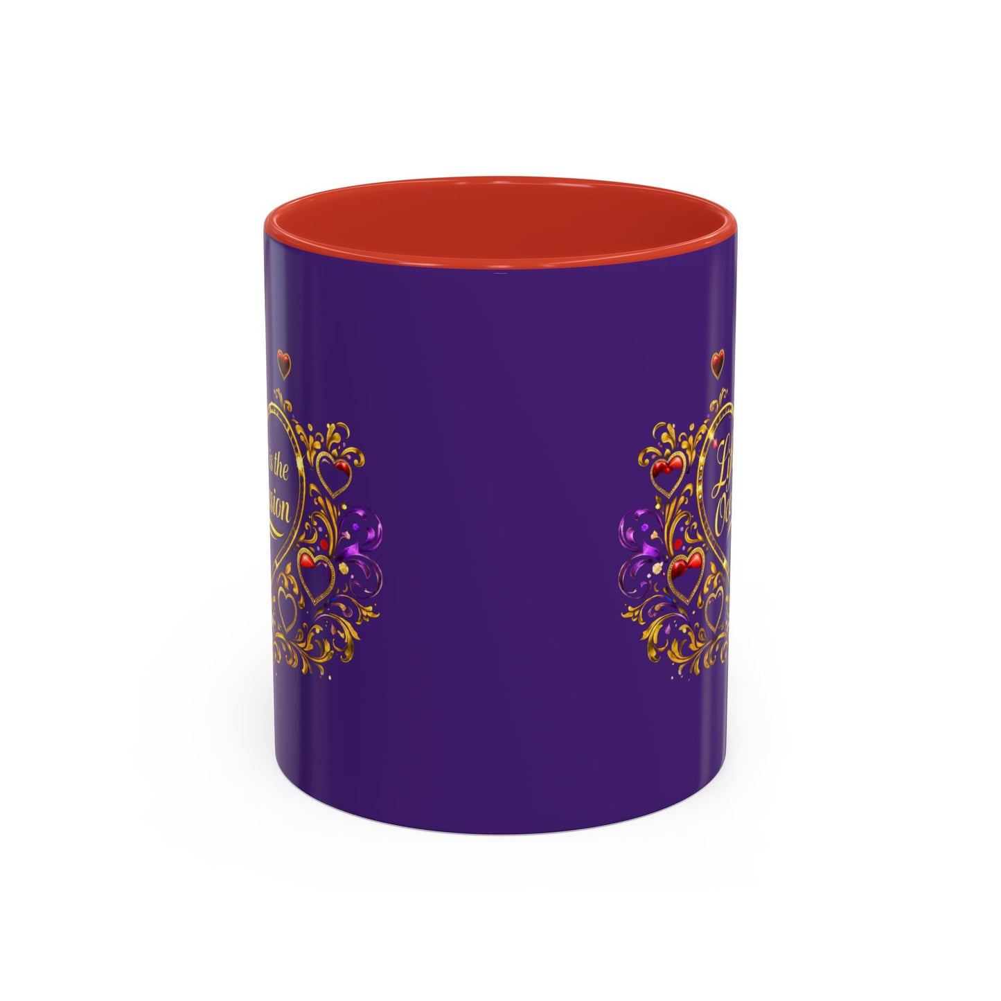 Life Is the Occasion Gold Heart Accent Coffee Mug — Inspirational Purple 11/15oz