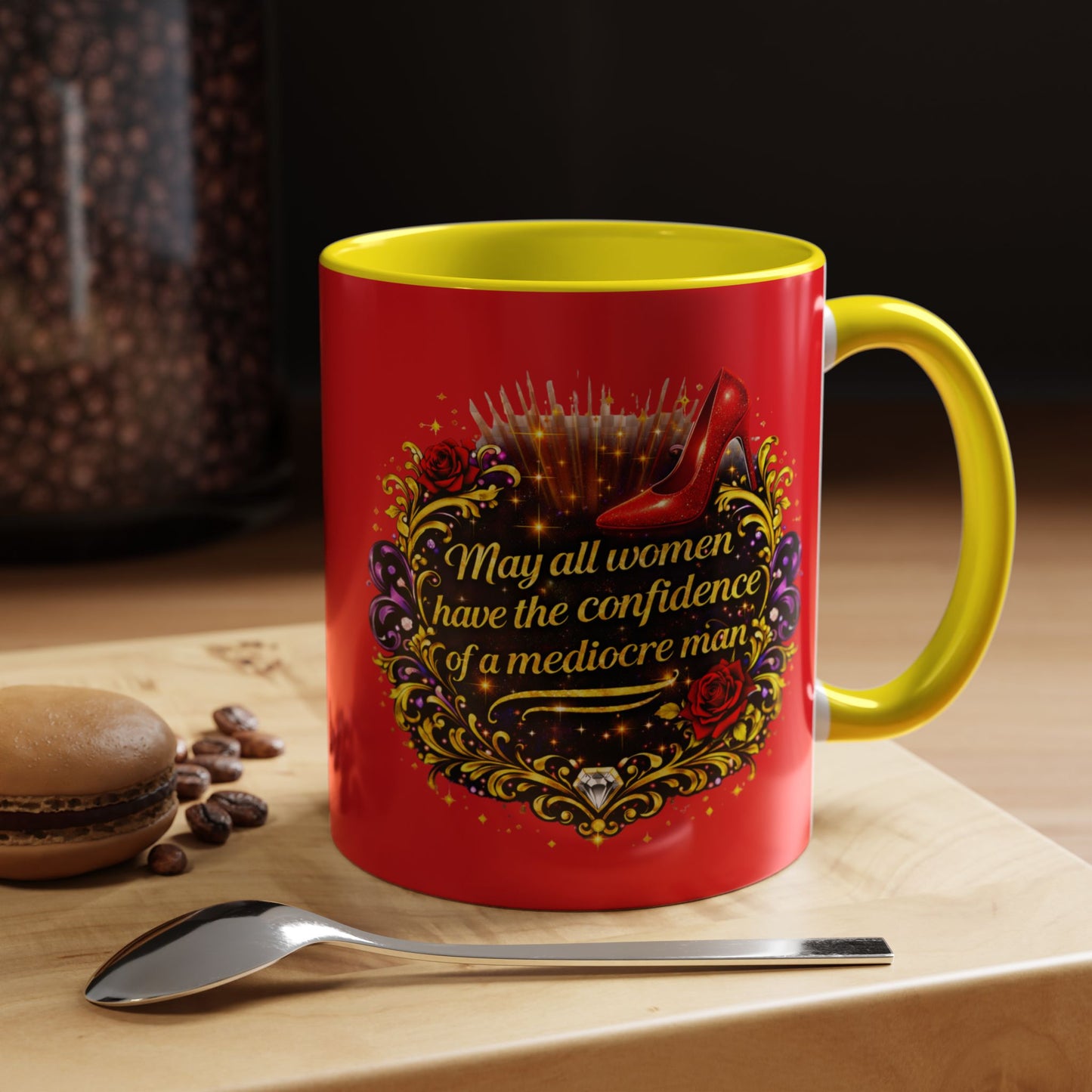 Coffee Mug — "May All Women Have the Confidence of a Mediocre Man" Red Accent
