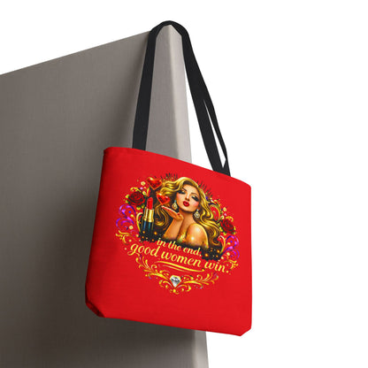 Tote Bag — "In the End, Good Women Win" Glamour Graphic Tote Blonde