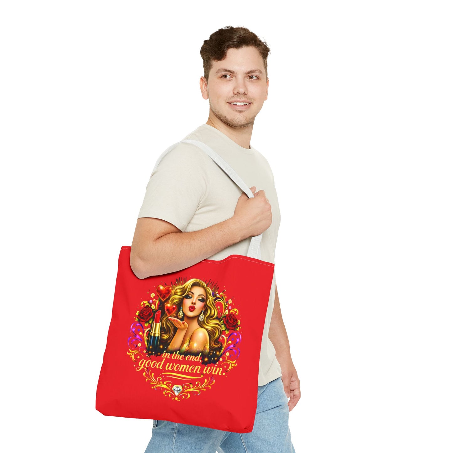 Tote Bag — "In the End, Good Women Win" Glamour Graphic Tote Blonde