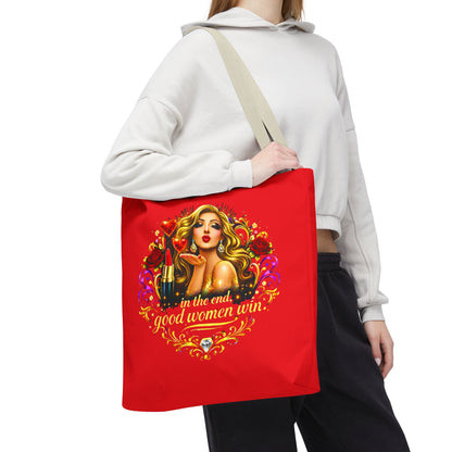 Tote Bag — "In the End, Good Women Win" Glamour Graphic Tote Blonde