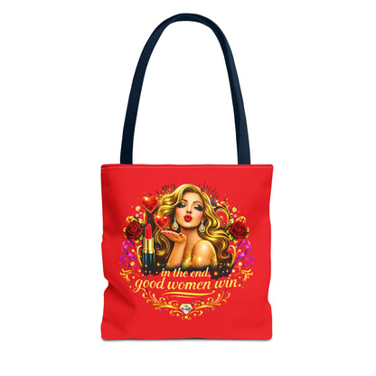 Tote Bag — "In the End, Good Women Win" Glamour Graphic Tote Blonde