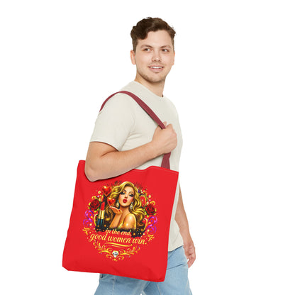 Tote Bag — "In the End, Good Women Win" Glamour Graphic Tote Blonde