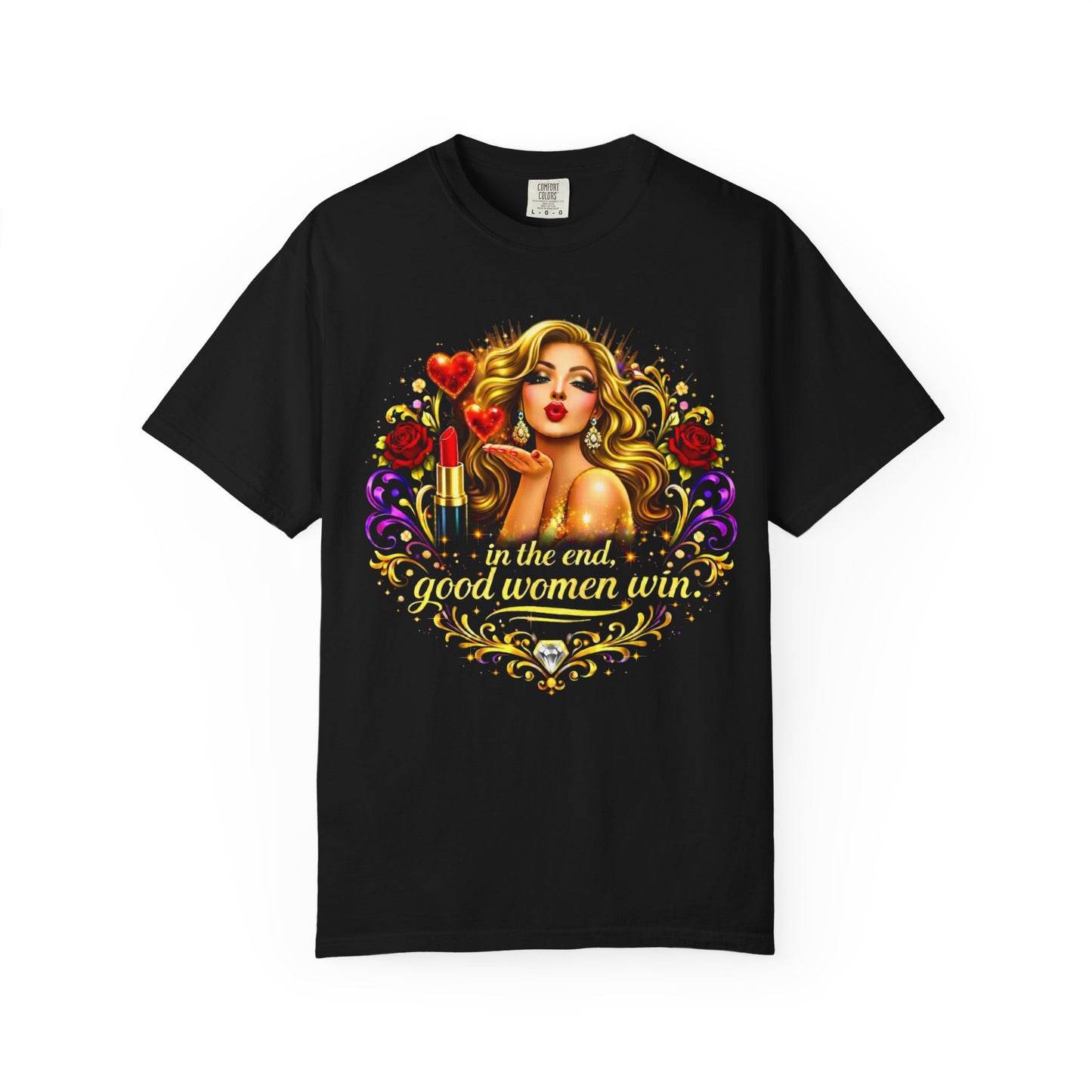 Glam Girl Graphic T‑Shirt — Vintage Pinup Lipstick Design (Good in Makeup)