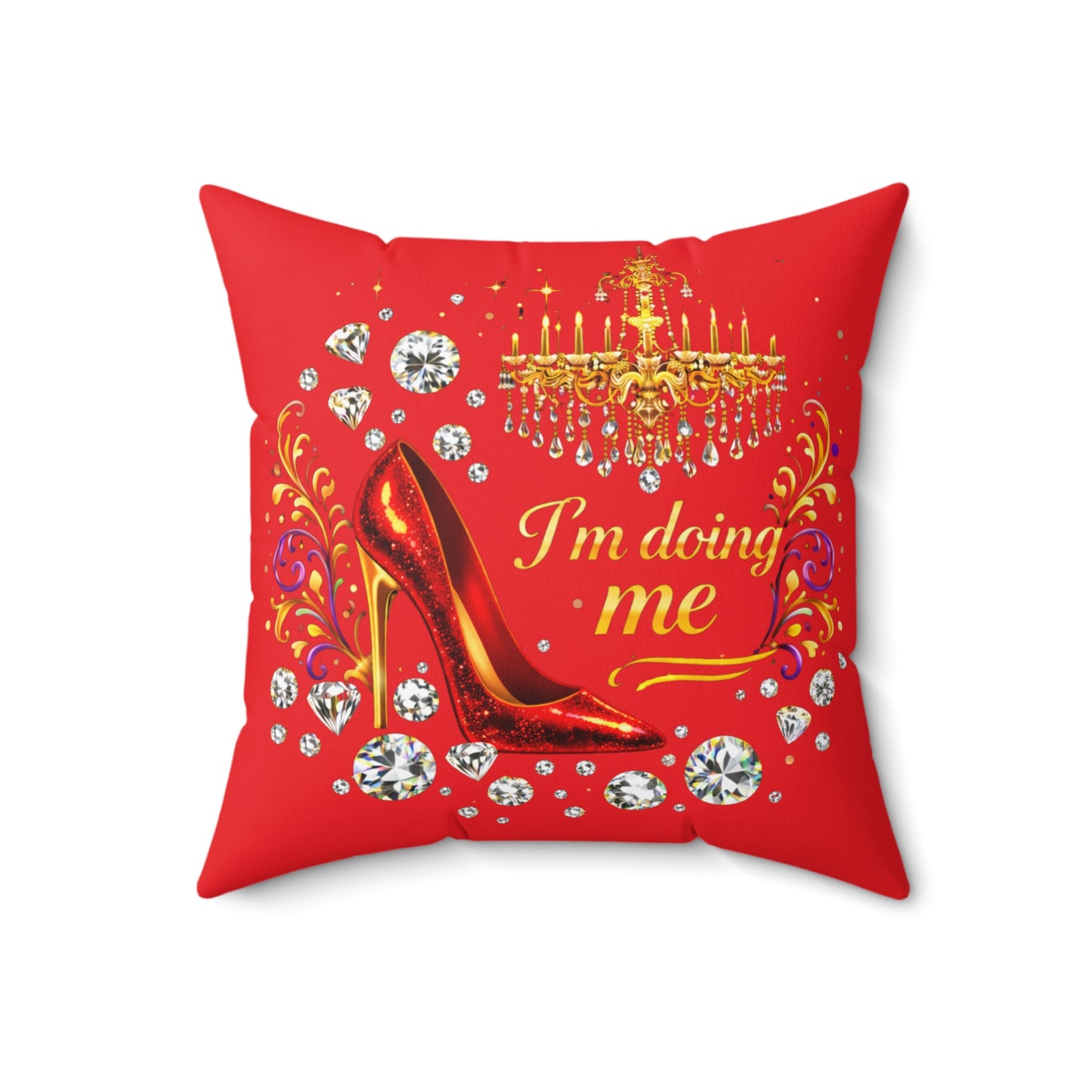 Glam Red Pillow – "I'm Doing Me" High Heel Decorative Throw Pillow