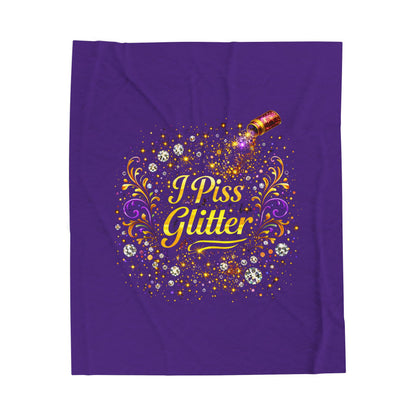 Velveteen Plush Blanket — "I Piss Glitter" Sparkle Throw for Fun, Sassy Gift