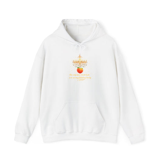 Peach Aesthetic Hoodie — Golden Script Heart Design