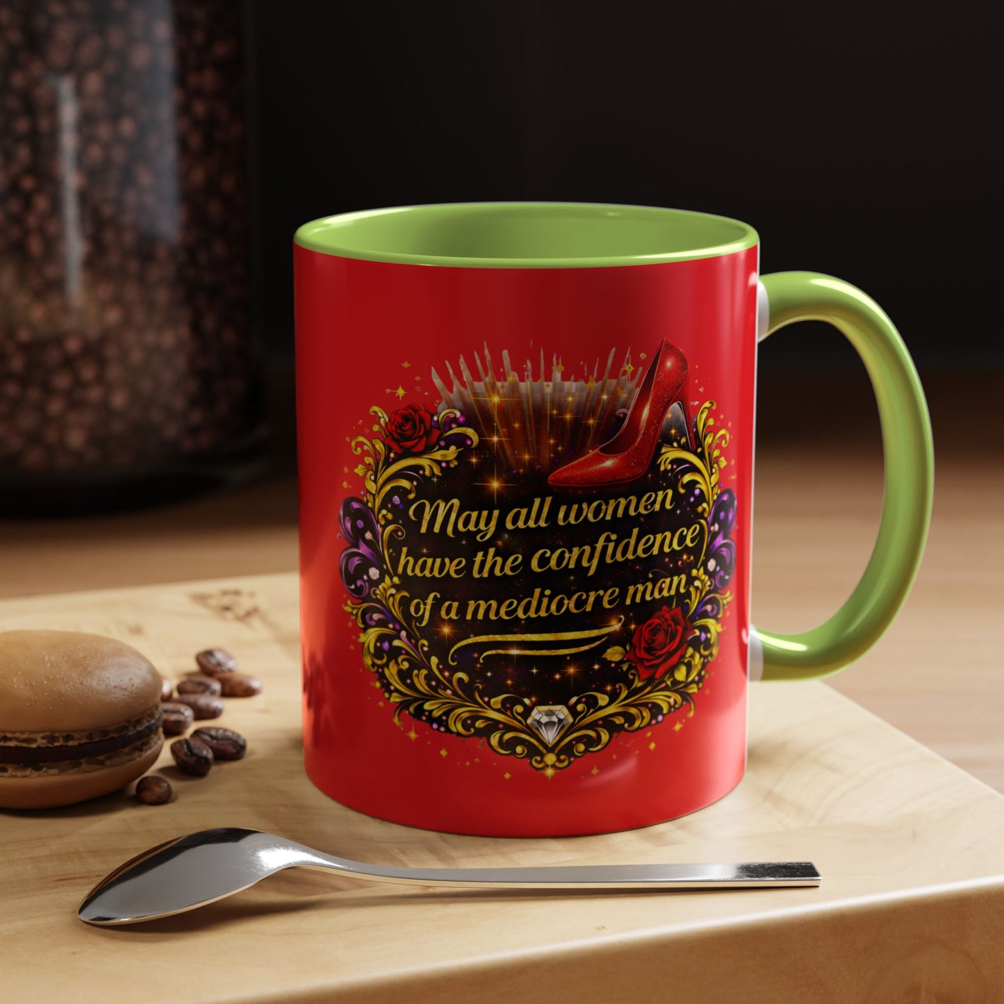 Coffee Mug — "May All Women Have the Confidence of a Mediocre Man" Red Accent