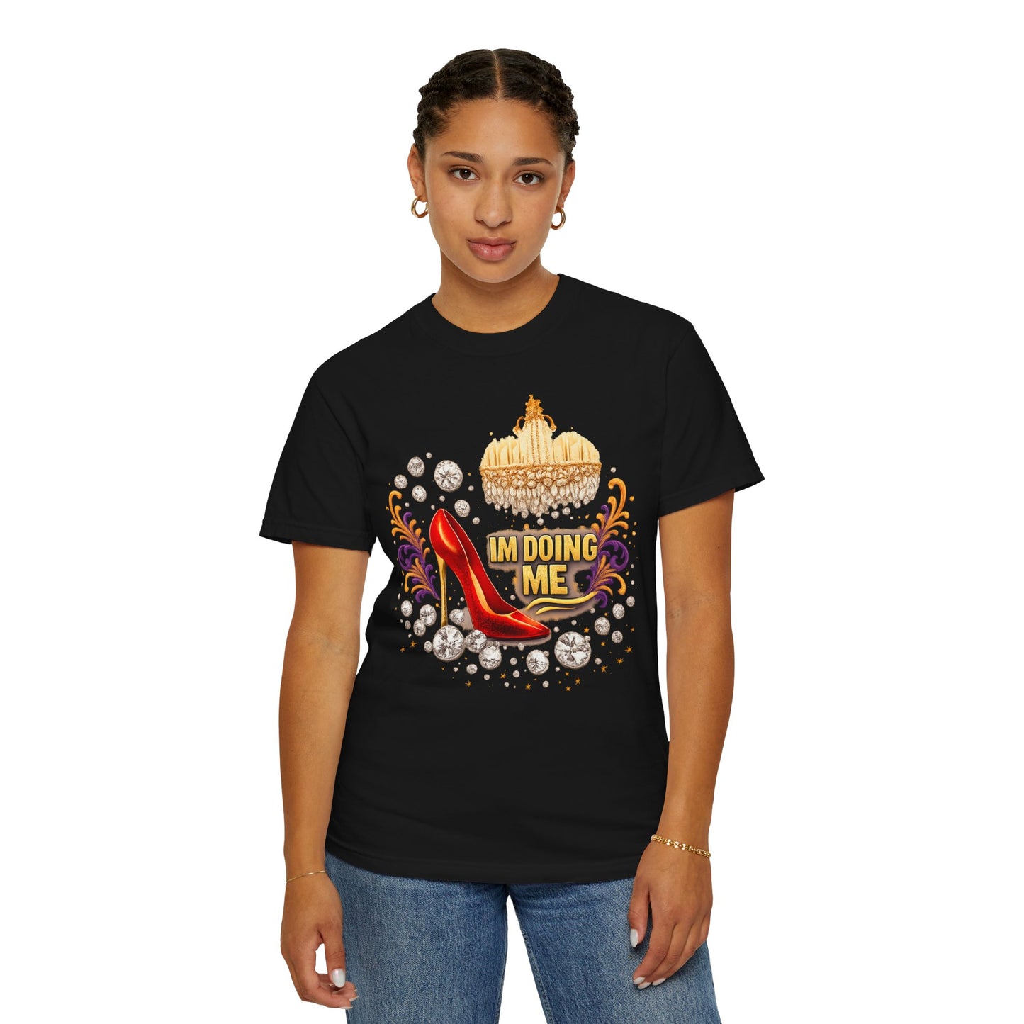 I'm Doing Me T‑Shirt — Red Stiletto & Crown Graphic Tee