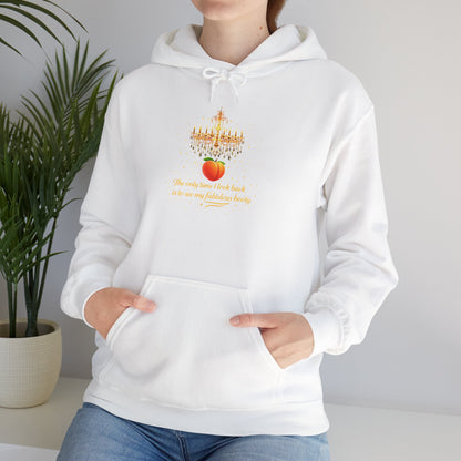 Peach Aesthetic Hoodie — Golden Script Heart Design