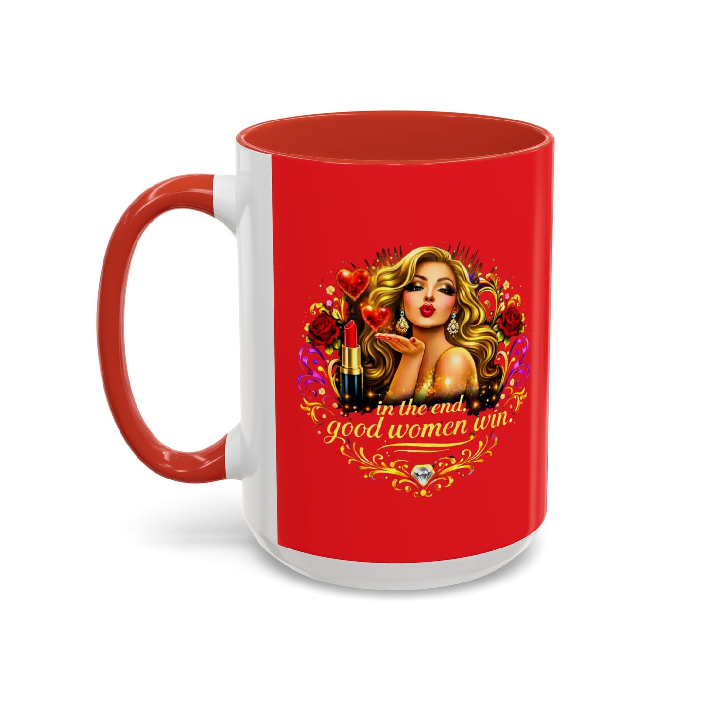 Coffee Mug — “In the End, Good Women Win” BLONDE Retro Glam Accent Mug (11/15 oz)