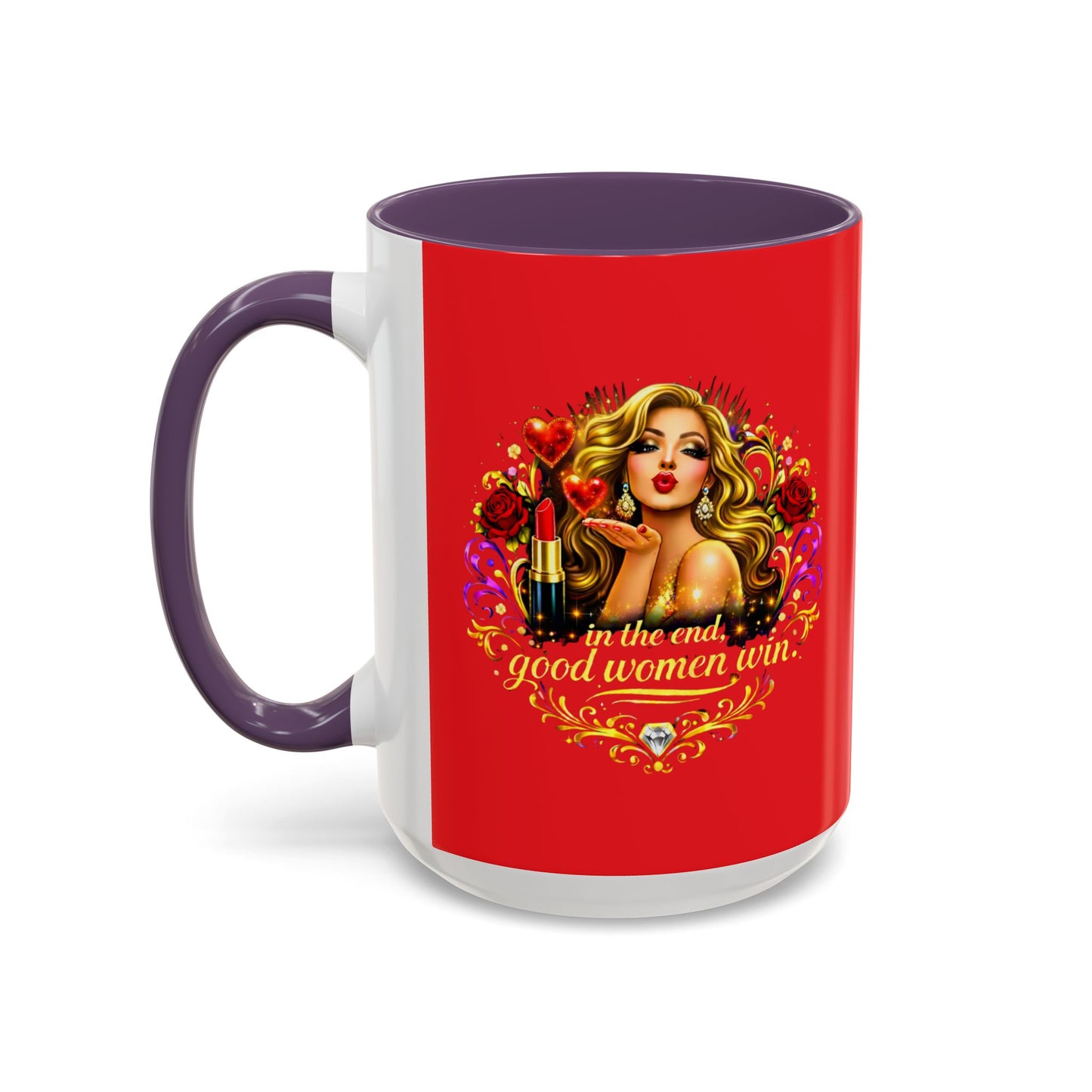 Coffee Mug — “In the End, Good Women Win” BLONDE Retro Glam Accent Mug (11/15 oz)