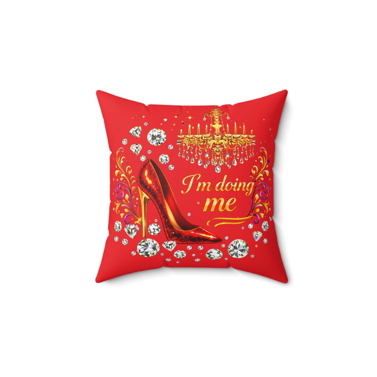 Glam Red Pillow – "I'm Doing Me" High Heel Decorative Throw Pillow
