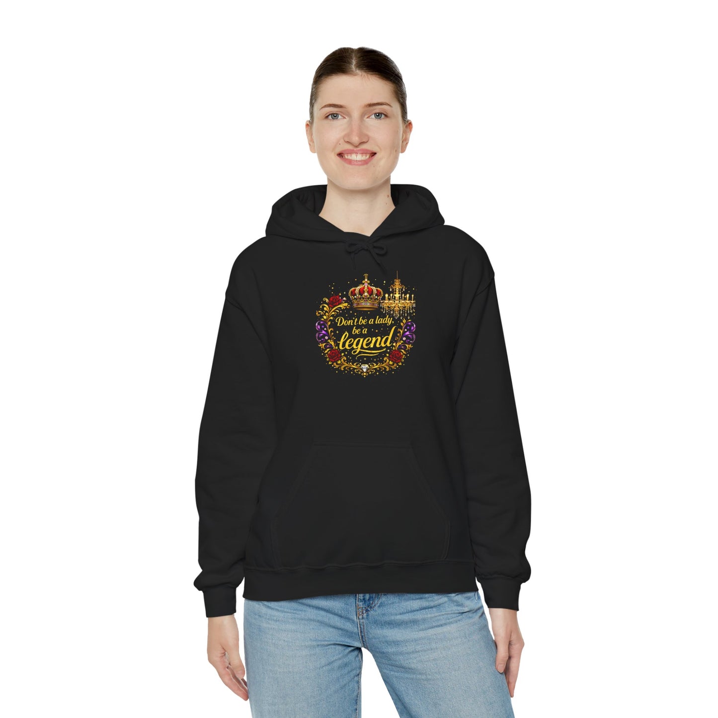 Legend Queen Crown Floral Hoodie — Regal Feminine Comfort Sweatshirt