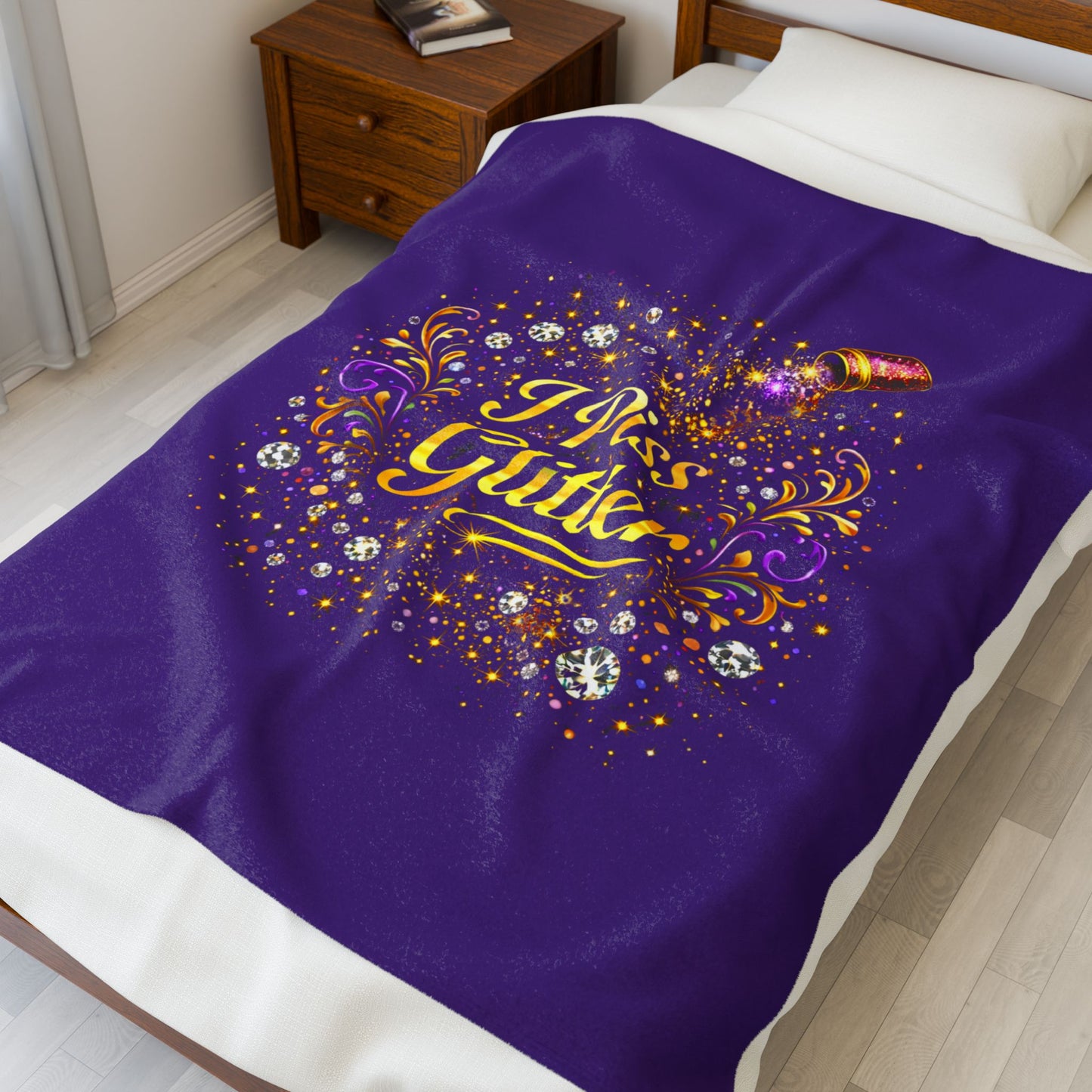 Velveteen Plush Blanket — "I Piss Glitter" Sparkle Throw for Fun, Sassy Gift