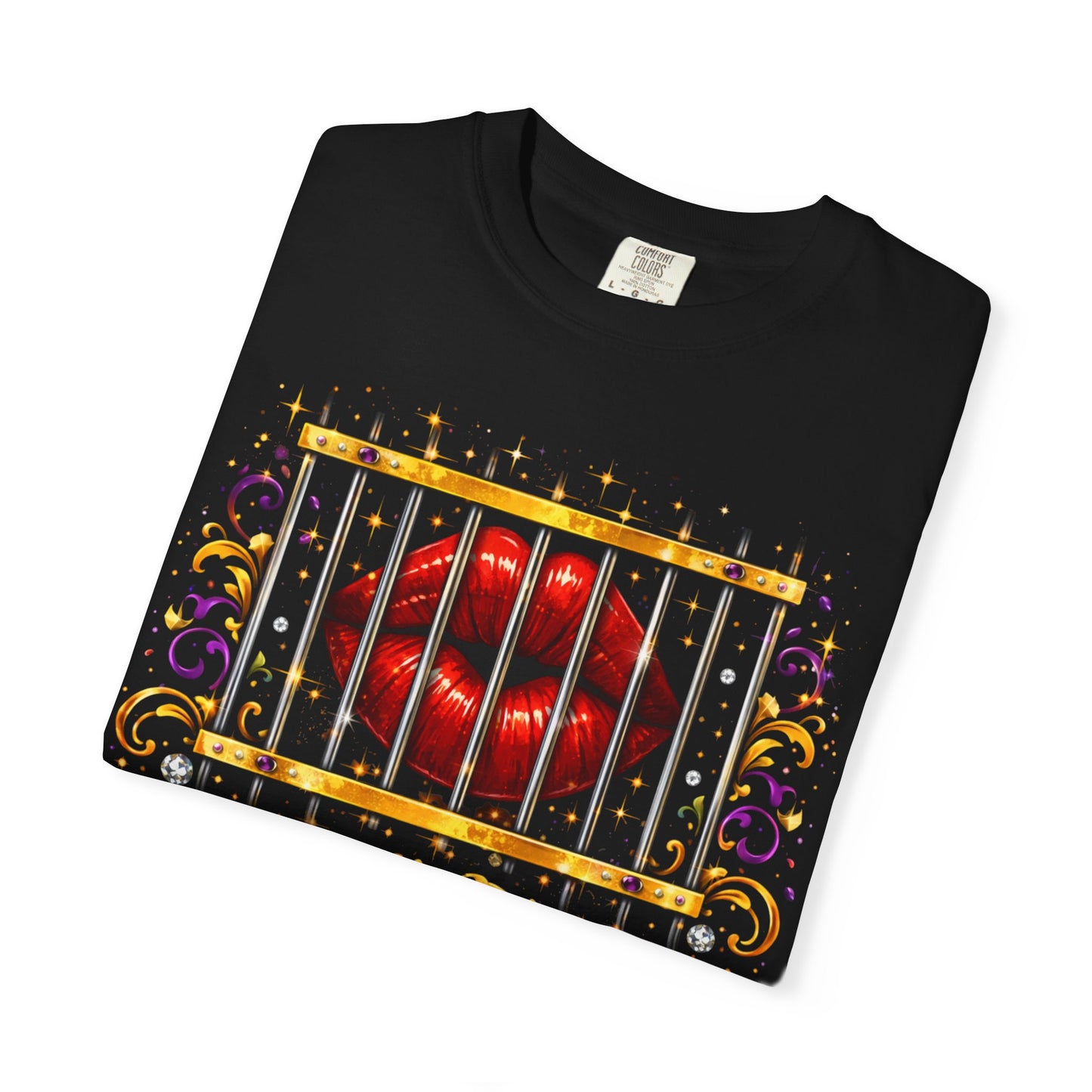 Graphic T-Shirt — Red Lips Behind Bars "My Ex Resides in Spiritual Jail"