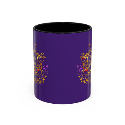 Life Is the Occasion Gold Heart Accent Coffee Mug — Inspirational Purple 11/15oz